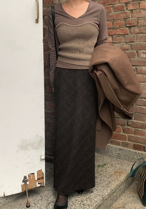 check wool skirt (2color)